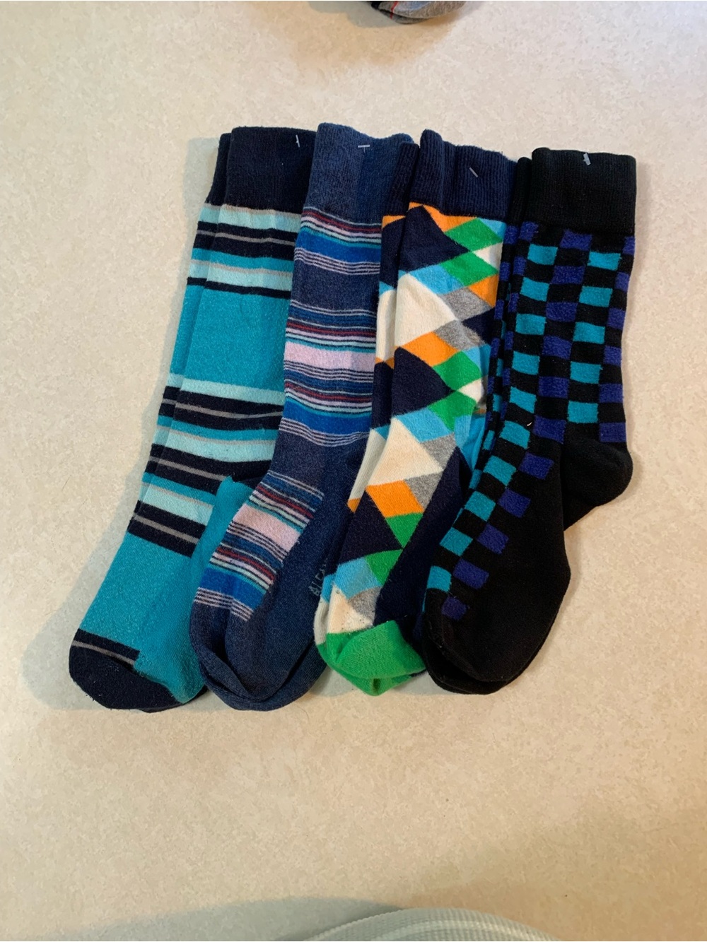 Men's Multi-Pattern Crew Socks - Blue & Black Pack - Picture 1 of 1